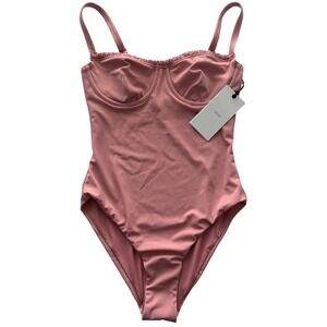Onia Marilyn One Piece Swimsuit Rose Pink Underwire Ruched WSO62-05OP Size S NEW